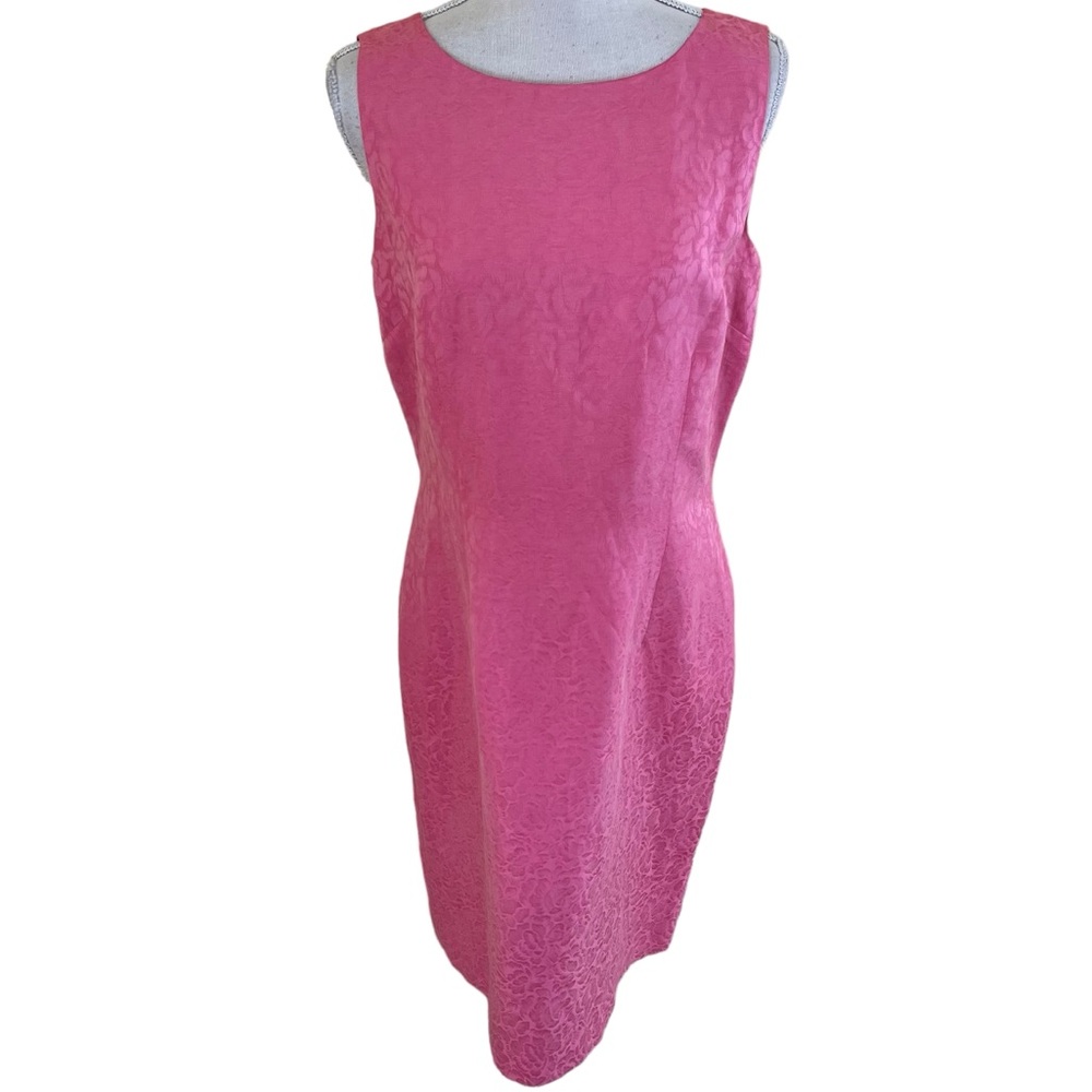 Talbots Vintage Pink Linen/Silk Tone on Tone Sleeveless Sheath Dress 10